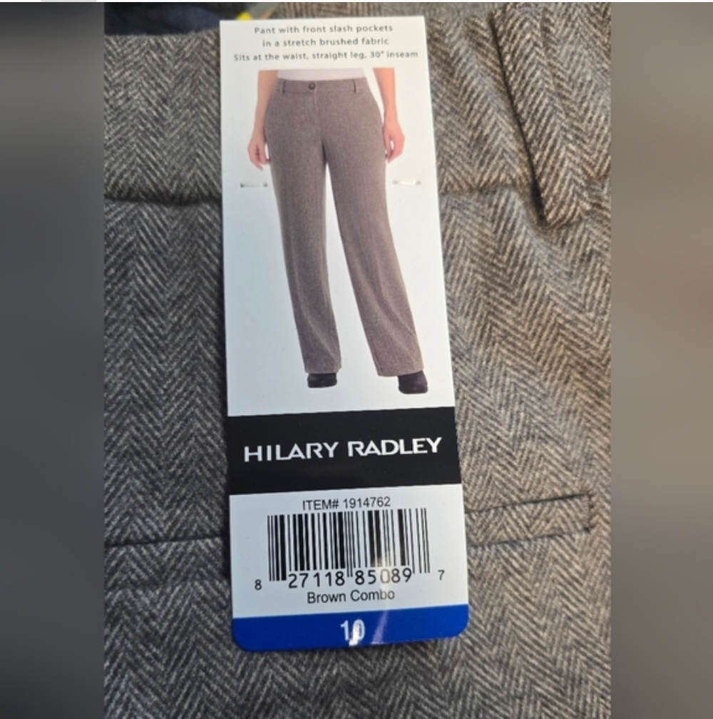 Hilary Radley Women's Front Slash Pockets Stretch Brushed Pants, New - Picture 5 of 6